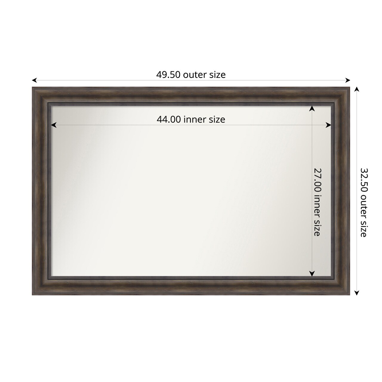 Rustic Pine Brown Non-Beveled Custom Framed Bathroom Vanity Wall Mirror